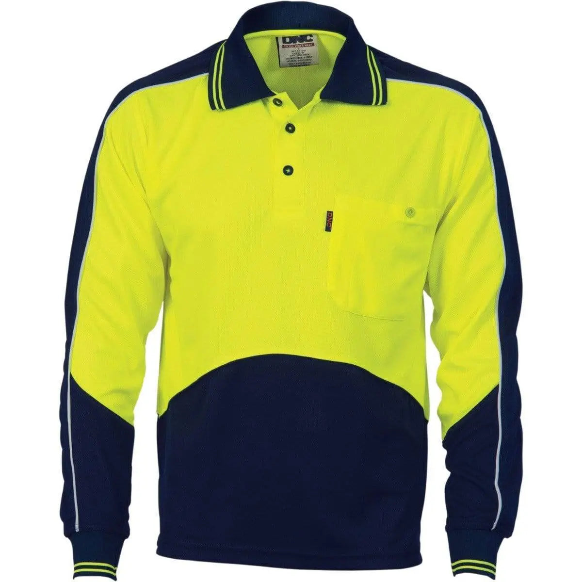 Dnc Workwear Hi-vis Cool Breathe Panel Long Sleeve Polo Shirt - 3892 Metro Workwear.